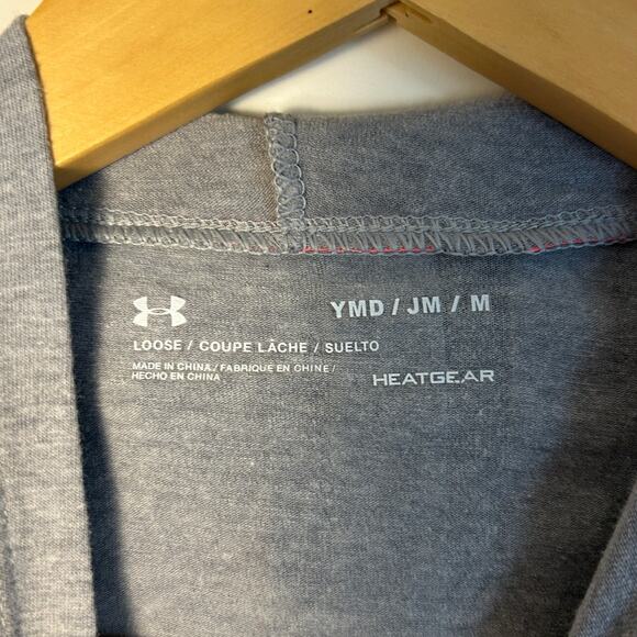 Under Armour Pullover Hooded Long Sleeve Tee Gray Blue Youth Medium - Picture 3 of 5